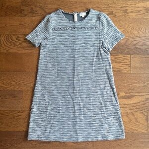 Loft dress, black and white tweed short sleeve mini dress (size: Medium petite)